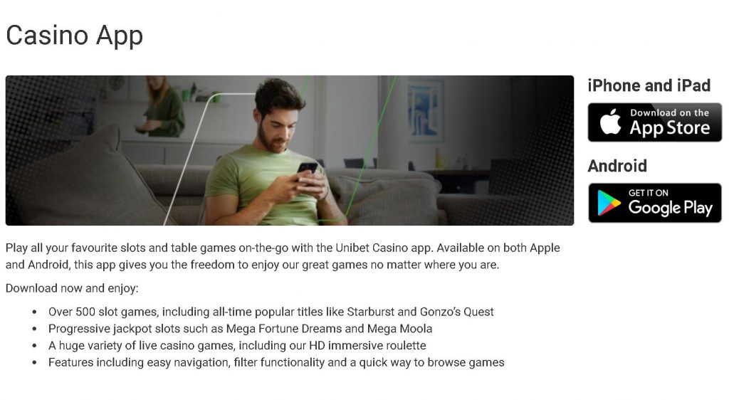 Unibet Casino app download
